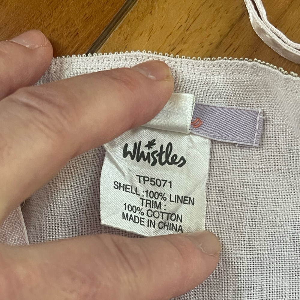 Whistles Linen Embroidered Baby Pink Cami Top with Lace Trim Size US 10 - Picture 15 of 15